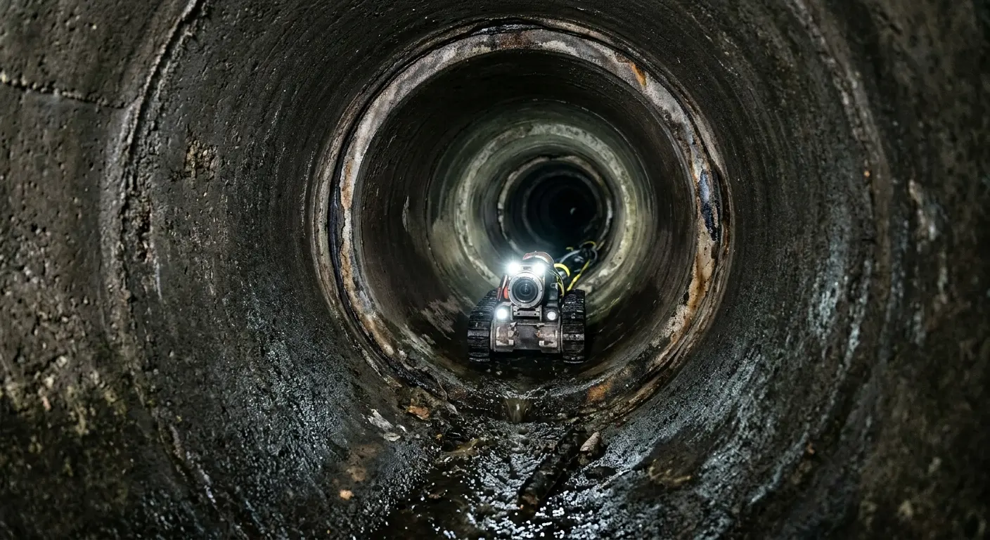Robotic sewer camera inspecting pipe interior for Drain Snake Service in New Sewickley